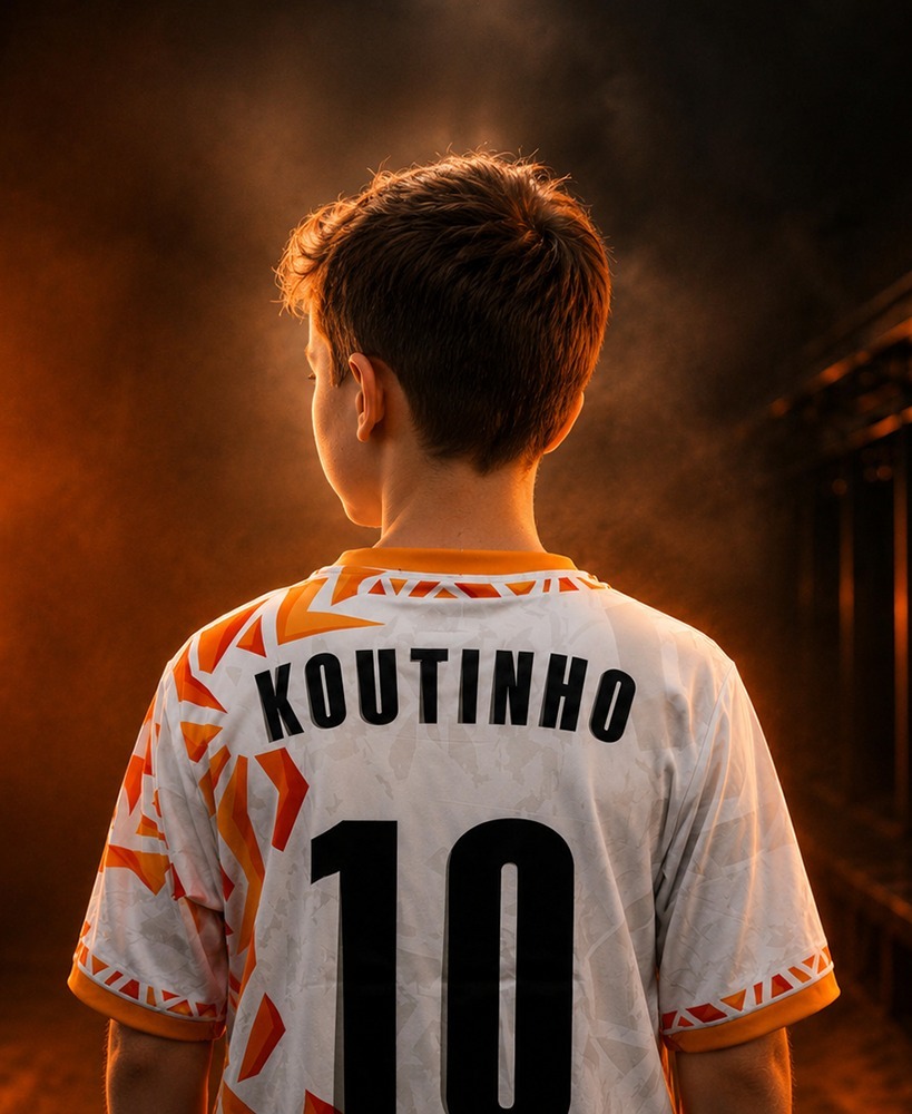 Dětský fotbalový dres MichSako x Koutinho na malém hráči, záda s číslem 10